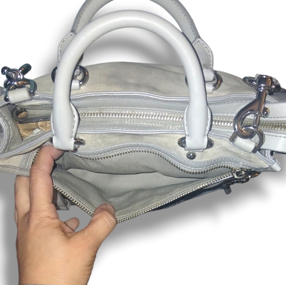 Pre-loved Rebecca Minkoff Micro Bedford Satchel in Pearl/Gray Suede - Picture 6 of 8